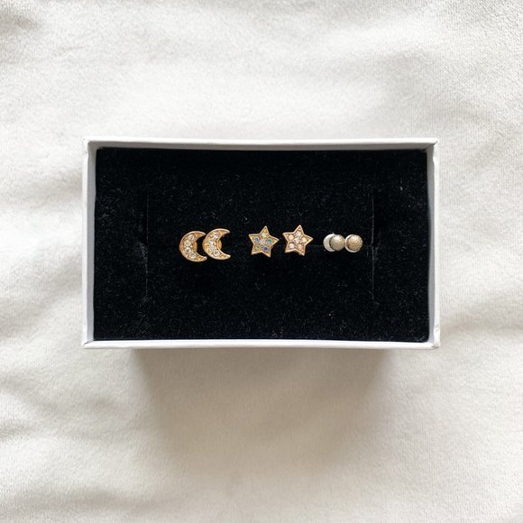 Urban Outfitters Jewelry - SOLD. Gold Star and Moon Earring Set